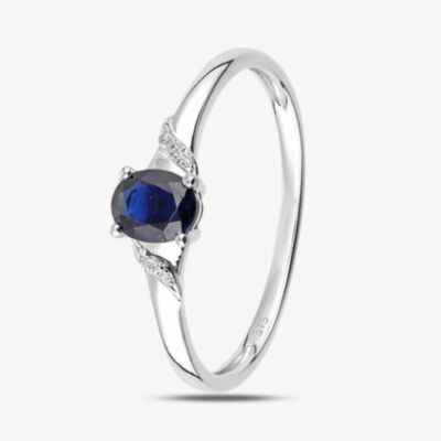 9ct White Gold Oval Blue Sapphire Ring DR1612WSA