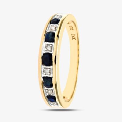 9ct Yellow Gold Blue Sapphire Half Eternity Ring PR03027Y SA