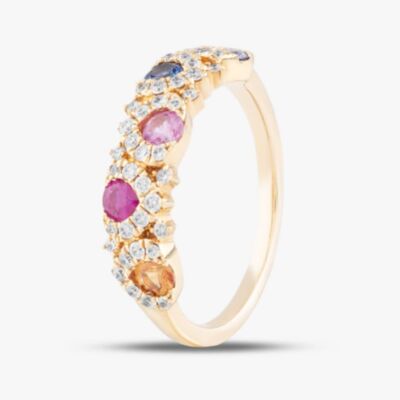 18ct Rose Gold Brilliant Cut Sapphire, Ruby & Diamond Half Eternity Ring R39152KP18V 18KR