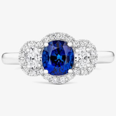 Tivon 18ct White Gold Sapphire & Diamond Triple Cluster Ring RW-1456-BS M 