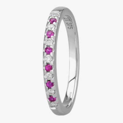 9ct White Gold Claw-set Ruby and Diamond Half Eternity Ring OJR0300-R