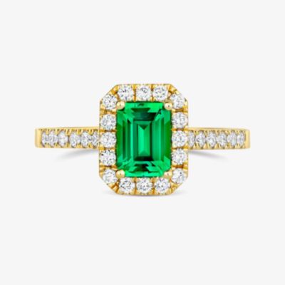 Tivon 18ct Yellow Gold 0.98ct Emerald & Diamond Emerald Cut Heirloom Ring RY-1840-EM