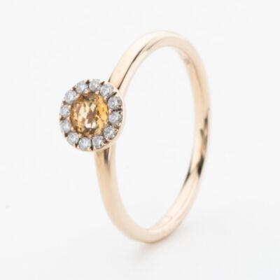 9ct Yellow Gold Brilliant Cut Citrine & Diamond Cluster Ring NTR832CITD-9YG