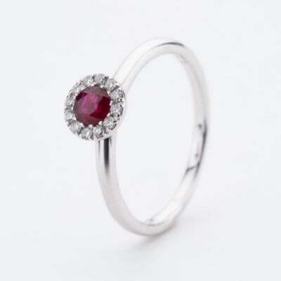 9ct White Gold Brilliant Cut Ruby & Diamond Cluster Ring NTR832RD