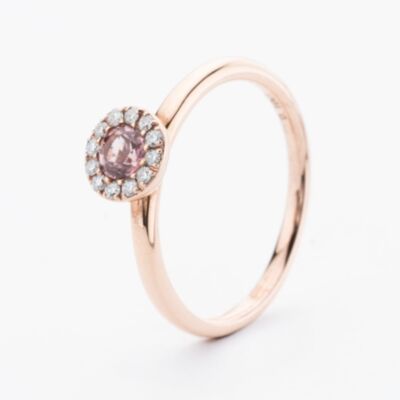 9ct Rose Gold Pink Tourmaline & Diamond Cluster Ring NTR832PTMD-9RG