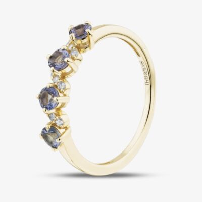 Gold Impression 9ct Yellow Gold Tanzanite & Diamond Wave Half Eternity Ring RJR04808-TZ