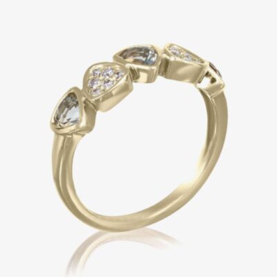 Gold Impression 9ct Yellow Gold 0.13ct Diamond & Green Amethyst Multi Stone Ring DOM357