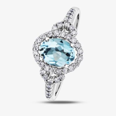 9ct White Gold Topaz 0.26ct Diamond Ring L54244