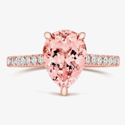 Tivon 18ct Rose Gold Pear-Cut Morganite & Diamond Ring PR-1710-MG
