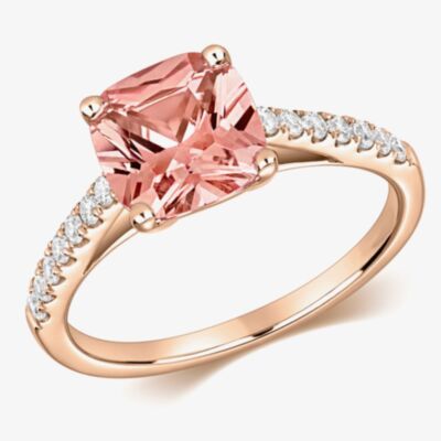Tivon 18ct Rose Gold Cushion-Cut Morganite & Diamond Ring PR-1699-MG