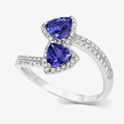 Tivon 18ct White Gold Tanzanite & Diamond Twist Classic Ring RW-0427-TZ