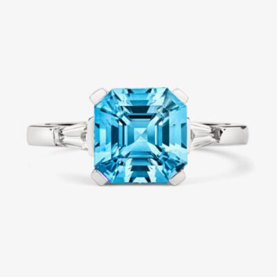 Tivon 18ct White Gold 2.67ct Square Aquamarine & Diamond Ring RW-2078-SAQ