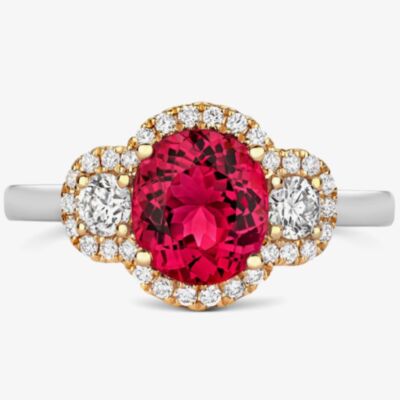 Tivon 18ct Two Colour Pink Tourmaline & Diamond Cluster Ring RTT-1746-PT N