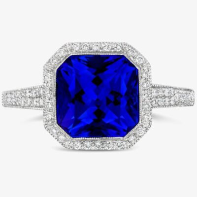 Tivon 18ct White Gold Radiant-Cut Tanzanite & Diamond Ring RW-0436-TZ