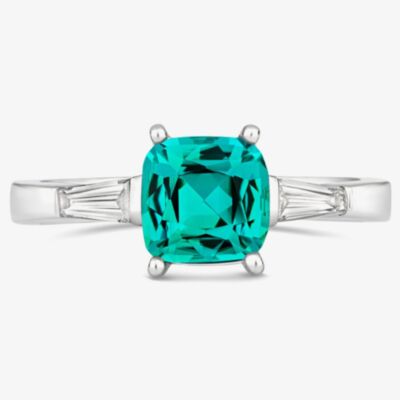 Tivon 18ct White Gold Lagoon Blue Tourmaline and Diamond Shoulders Ring RW-1799-FT N