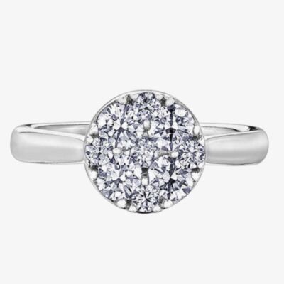 9ct White Gold 0.25ct Diamond Pave Cluster Ring 30237WG/25-9