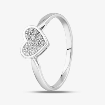 9Ct White Gold Heart Shaped Diamond Cluster Ring PR09838