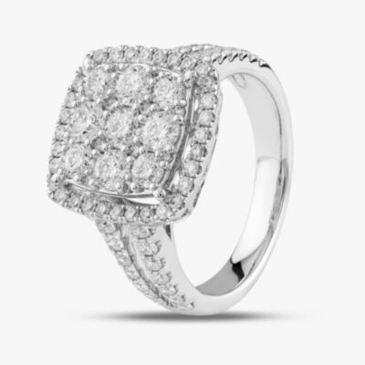 18ct White Gold 1.73ct Brilliant Cut Diamond Square Cluster Ring R27413GW18DD