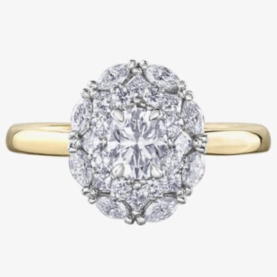 18ct Yellow Gold 1.15ct Multi-Cut Diamond Cluster Ring 30886YW/115-18
