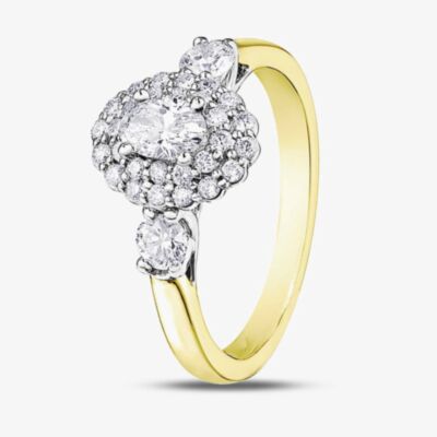 18ct Yellow Gold 0.80ct Multi-Cut Diamond Oval Cluster Ring 31169YW/80-18