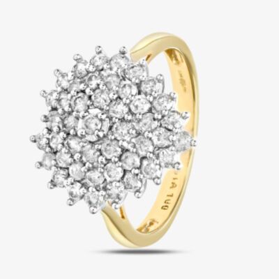 18ct Yellow Gold 1.00ct Diamond Heart Cluster Ring PR07116 18KY