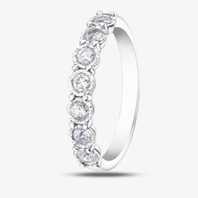 9ct White Gold 0.35ct Diamond Half Eternity Ring 50L67WG/35-10 9W
