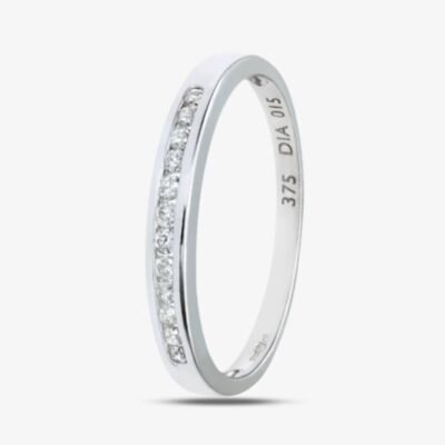 9ct White Gold 0.15ct Diamond Channel Set Half Eternity Ring PR04828W