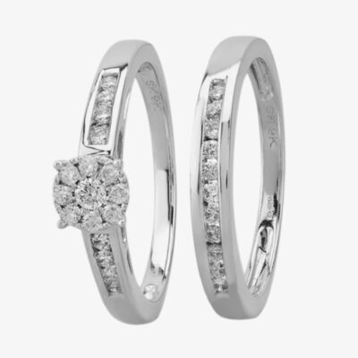 9ct White Gold 0.50ct Diamond Cluster Bridal Set THR2955