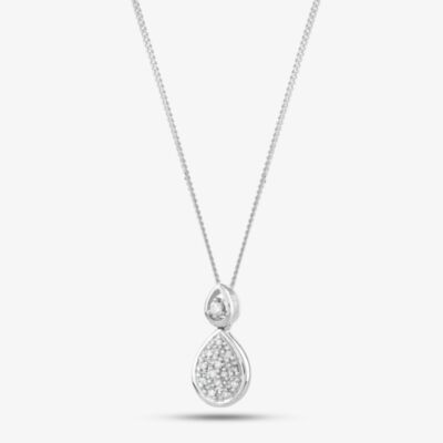 9ct White Gold & Diamond Double Teardrop Necklace PP05987 5.13.0024