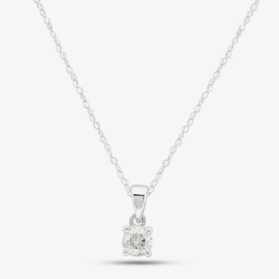9ct White Gold 0.25ct Diamond Single Stone Necklace THP3119-25