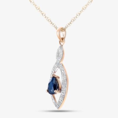 9ct Yellow Gold Sapphire & Diamond Set Pendant Necklace PP03616Y SA