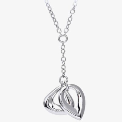 Sterling Silver Diamond Double Pear Shaped Necklace PNE01762