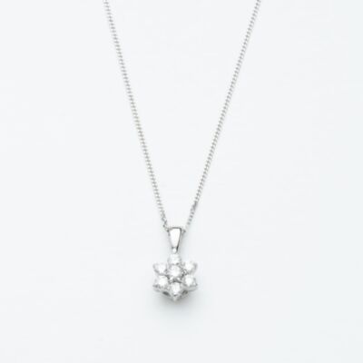 18ct White Gold 0.33ct Diamond Daisy Cluster Pendant Necklace KDCP33/21619C