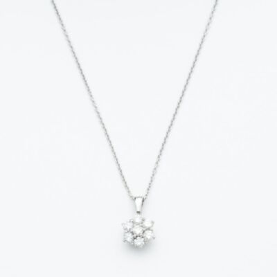 18ct White Gold Approx 0.50Ct Diamond Daisy Cluster Pendant Necklace KDCP50/31719C