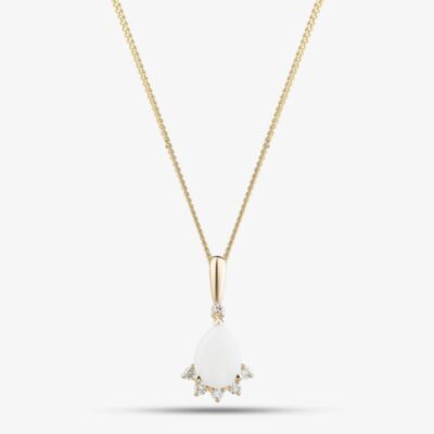 9ct Yellow Gold Opal & Diamond Cluster Necklace P4583-10