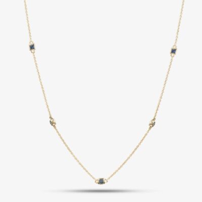 9ct Yellow Gold Sapphire & Diamond Necklace RJN04756-BS