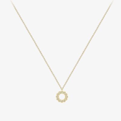 18ct Yellow Gold Multi Diamond Open Circle Necklace 12125147266