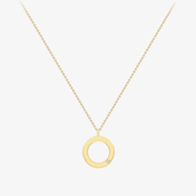 9ct Yellow Gold Diamond Open Circle Necklace 12125147271