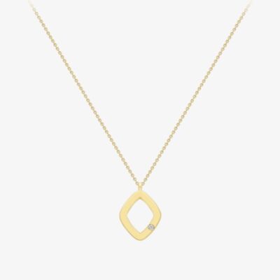 9ct Yellow Gold Diamond Open Diamond Necklace 12125147273