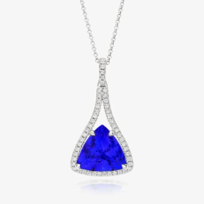 Tivon 18ct White Gold 6.41ct Triangle Tanzanite & Diamond Royale Pendant PW-0948-TZ