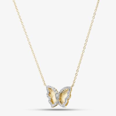 9ct Yellow Gold 0.15ct Diamond Butterfly Pendant THN47244-15SF (YG)