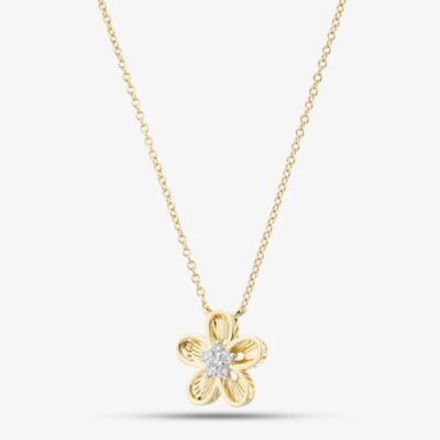 9ct Yellow Gold 0.08ct Diamond Flower Pendant THN48587-08SF (YG)