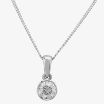 9ct White Gold 0.33ct Rubover Diamond Pendant 1305P/9W/DQ1033
