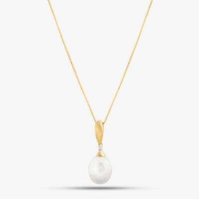 9ct Gold Diamond Freshwater Pendant GP758W