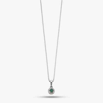 9ct White Gold Diamond Emerald Pendant GP875G GN151