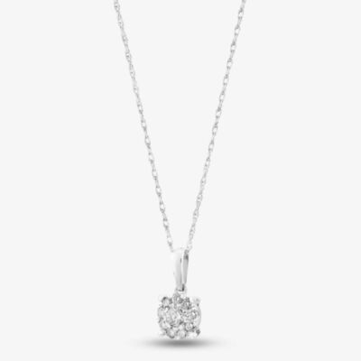 9ct White Gold 0.25ct Diamond Cluster Pendant THP2701-25
