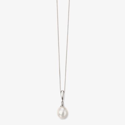 9ct White Gold Diamond Freshwater Pearl Pendant GP2018W GN151