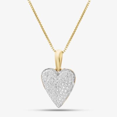 9ct Yellow Gold Diamond Pave Heart Pendant GP2254 GN141