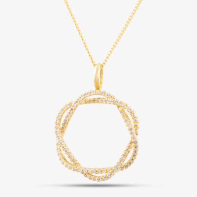 14ct Yellow Gold 0.47ct Brilliant Cut Diamond Crossover Circle Pendant Necklace 233765 585/GG
