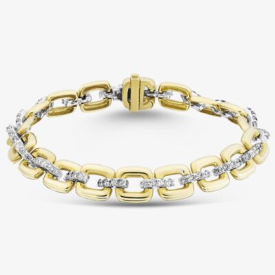 9ct Yellow Gold Diamond Square Link Bracelet BR1068YW/250-10
